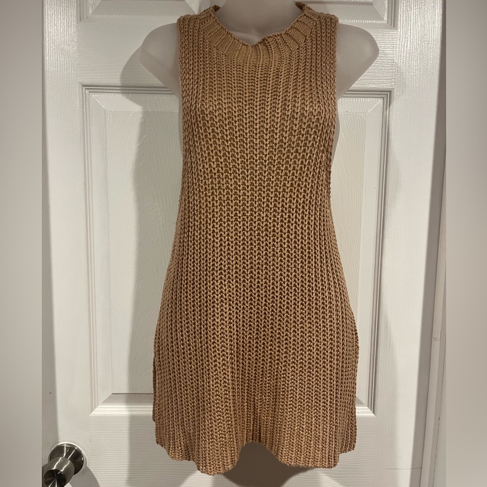 Cotton Candy LA Sleeveless Knit Tan acrylic top